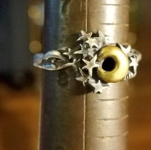 Sterling Silver stars with Bronze Moon ring